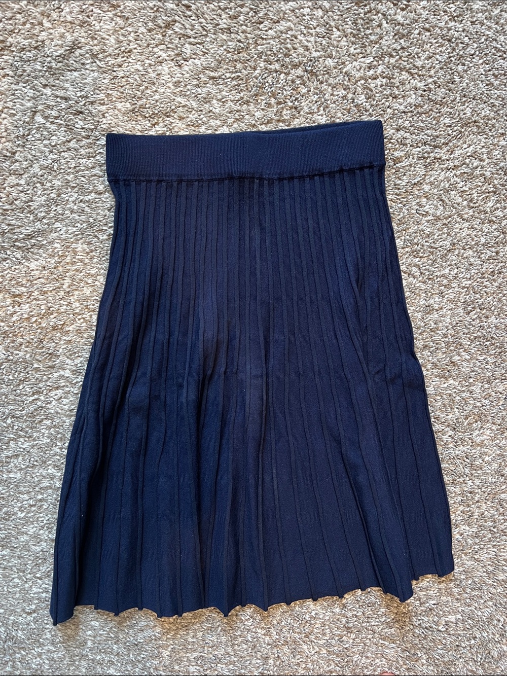 Lesley Evers Navy Pleated Knit Skirt